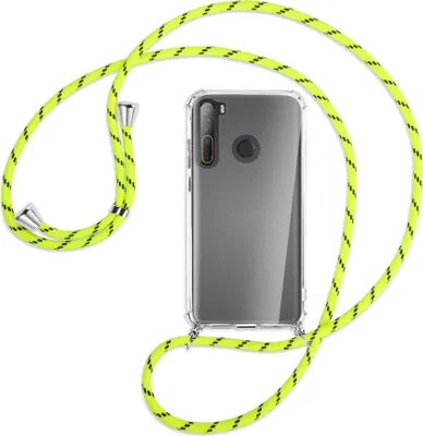 Produktbild von Handykette Backcover-Schutzhülle mit Band (Metall silberfarben) für HTC Desire 20 Pro - neongelb