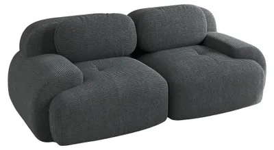 Immagine prodotto di Divano a due posti - Divano moderno - Rivestimento in corda - Braccioli curvi - Fondo antiscivolo - Imbottitura ad alta elasticità - Grigio
