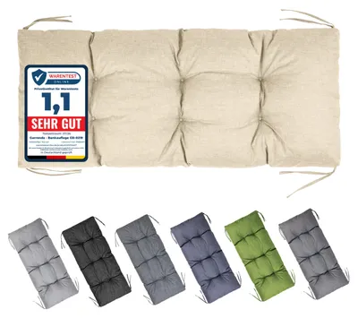 Produktbild von Garronda Bankauflage 120x50 cm ca. 10 cm dick Sitzkissen Outdoor für Gartenbank und Hollywoodschaukel Polster Auflage für Sitzbank wasserabweisend UV-beständig mit Bändern GD-0219 Cappuccino