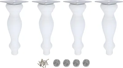Produktbild von Holzfuß für Möbel, gedrechselter Fuß, 18 cm, Set, Befestigung, weiß lackiert