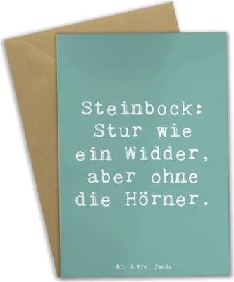 Produktbild von Mr. & Mrs. Panda Glückwunschkarte Spruch Steinbock Entschlossen - Meeresbrise - Geschenk, Sternzeichen, glückwunschkarten, osterkarten, weihnachtskarten, Humor, Geschenke