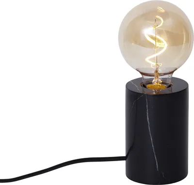 Zdjęcie produktu dla QAZQA – nowoczesna lampa stołowa I lampa stołowa I lampa I oprawa oświetleniowa czarny marmur – Marissa I salon I sypialnia – marmur okrągły – przystosowana do żarówek LED E27