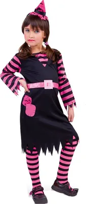 Produktbild von Schwarz-rosa Hexenkostüm für Mädchen 3 bis 4 Jahre (90 bis 104 cm)
