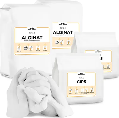 Produktbild von XXL Handabdruck Nachfüllset mit Alginat & Modellgips