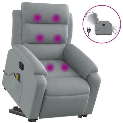 Immagine prodotto di Poltrona Alzapersona Massaggi Elettrica Grigio Chiaro Tessuto