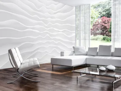 Produktbild von Vlies Fototapete 3D Effekt 400x280 cm Tapeten Wandtapete XXL Abstrakt Illusion Welle weiß 10110901-19
