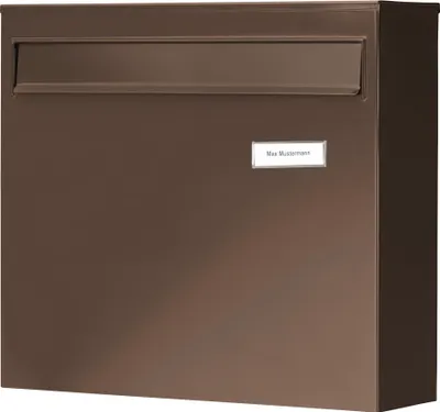 Zaun-Briefkasten, A4-Einwurf, EN 13724, verzinkter Stahl, braun