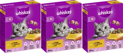 Produktbild von WHISKAS® Karton Trocken 7+ mit Huhn 3 x 800g