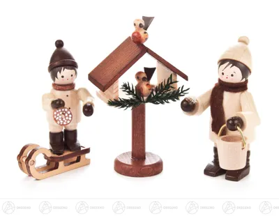 Produktbild von Thiel-Figuren Vogelfütterung - natur (3-teilig - 7cm) von Romy Thiel