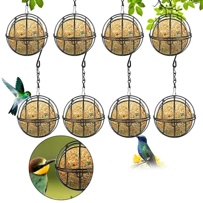 Produktbild von 8pcs Meisenfutterset mit Futterkugeln und S-Haken zum Aufhängen, geeignet für Vögel, Wildvögel, Spatzen und Rotkehlchen