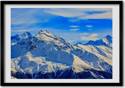 Produktbild von Bild - Bilderrahmen - 100 cm x 70 cm - MDF - Rahmen - Foto - Wandkunst Alpen im Winter