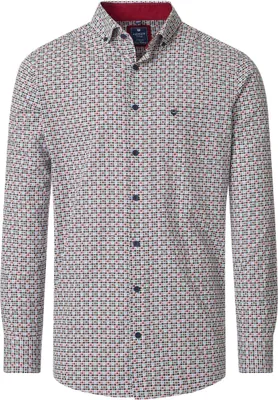 Produktbild von REDMOND Herren Freizeithemd Langarm Button-Down Comfort Rot Print 4XL