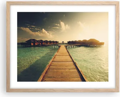 Produktbild von Gerahmtes Poster - Rahmen in heller Eiche - Malediven Ferienhäuser Wasser - 50x40 cm - Wand Bild - Wanddeko - Wandbilder - Kunstposter - Wandposter - Bilderrahmen - Bilder - P2NAA50x40-4951