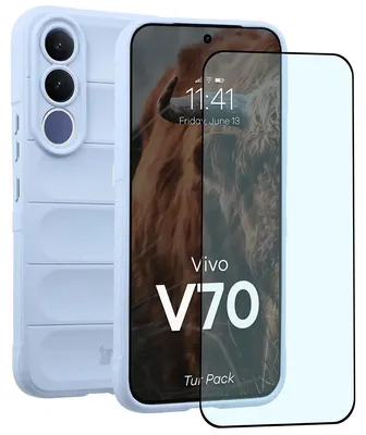Produktbild von Robuste Handyhülle + gehärtetem Glas für Vivo V70 5G, Bizon Tur Pack, Hellblau