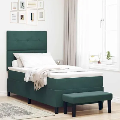Image de Lit à plateau-suspendu exclusif avec coussins, couleur vert foncé, dimensions 200 x 80 cm, revêtement en velours