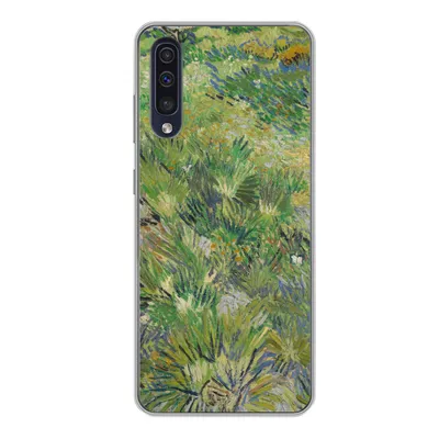 Produktbild von MuchoWow® Handyhülle Schutzhülle Hülle für Samsung Galaxy A50 Grasige Wiese mit Blumen und Schmetterlingen - Vincent van Gogh Silikon Softcase Handy Hülle - Mobiltelefonhülle