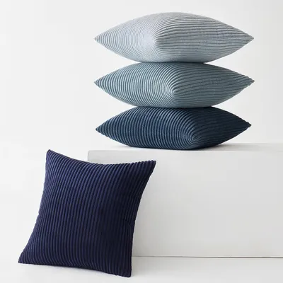 Immagine prodotto di Elzusha - Federe per cuscini in velluto, 50x50 cm - Set di 4 - Blu scuro - Federe decorative