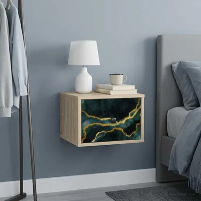 Image de vidaXL Table de chevet murale WIJHE, finition chêne Sonoma