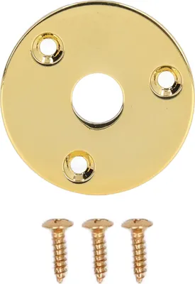 Image de Plaque de prise jack pour guitare, Matériel solide, Plaque de prise jack pour guitare ronde avec vis de fixation f��r Bass (GT33 Gold)
