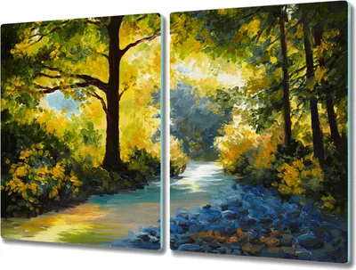 Produktbild von Coloray Schneidebrett Herdabdeckplatte 2x40x52 cm Kochplattenabdeckung Küchenbrett Hackbrett - Waldblumen