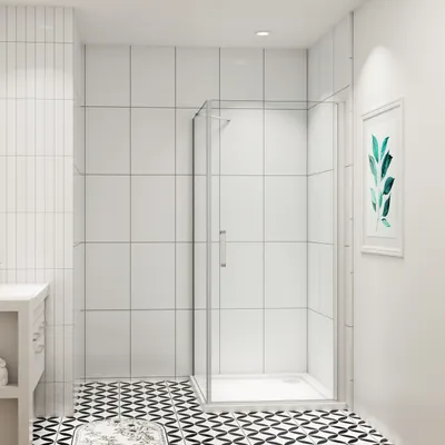 Produktbild von B:90xT:80xH:185cm Nische-Duschwand Duschtür Drehtür ESG-Glas Duschkabinen (eloxierten mit mit Elektrophorese)