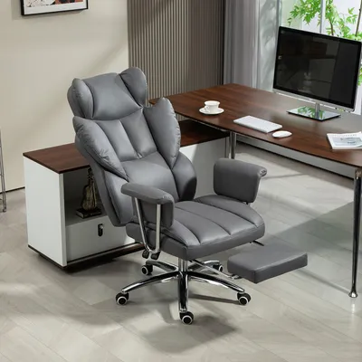 Zdjęcie produktu dla Krzesło biurowe – Krzesło ergonomiczne – Krzesło obrotowe – Krzesło do biurka – Regulowane oparcie – Podnóżek