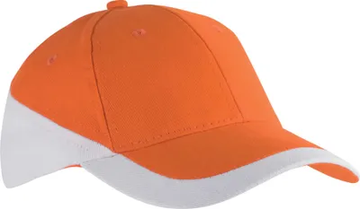 Produktbild von K-Up Uni Kappe Panel Cap Baseball Cap Combed Baseballcap Basecap, Größe:U, Farbe:Orange/White