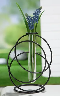 Produktbild von GILDE Vase, "Circle", Metall, schwarz, , L. 10 cm, B. 13,5 cm, H. 18 cm 44630