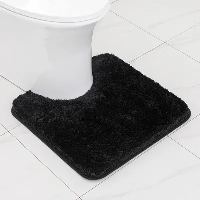 Immagine prodotto di Tappetino da bagno a forma di U, antiscivolo, nero, 50x50 cm, in microfibra e TPR