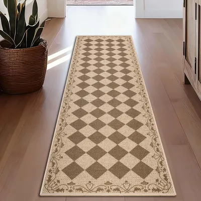 Läufer 65x180 cm, braun, Polyester, rutschfest, waschbar