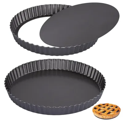 Productafbeelding van Tartevormen met losse bodem, 2 stuks, 22 cm + 24 cm, koolstofstaal, antiaanbaklaag