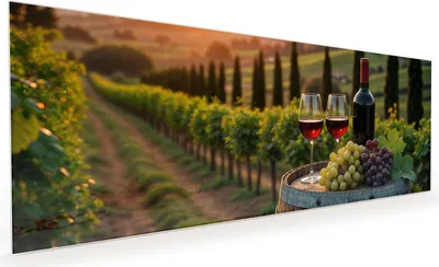 Produktbild von Küchenrückwand Spritzschutz Glas mit Motiv Weinlandschaft 40 x 40 cm