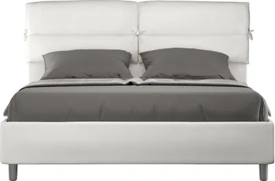 Produktbild von ITYHOME - Gepolstertes Bett ohne Lattenrost 160x190 mit Kunstlederbezug Weiß Nandy