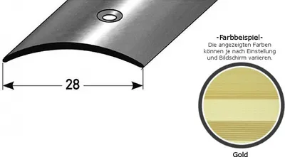Produktbild von Übergangsprofil "Eindhoven" / Übergangsschiene, 28 mm, Typ: 05 (Aluminium eloxiert, mittig gebohrt oder selbstklebend)-goldfarbig-900-gebohrt