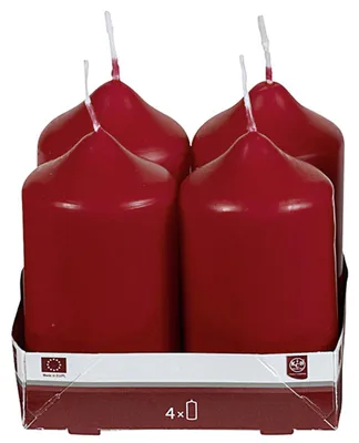 Produktbild von Stumpenkerze 9xØ5cm bordeaux 4 Pack