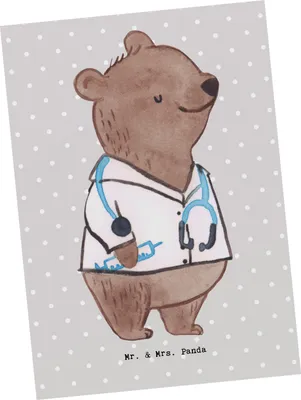 Produktbild von Mr. & Mrs. Panda Postkarte Arzt Herz - Grau Pastell - Geschenk, Verletzt, Krankenhaus, Fotokarte, Ansichtskarten, Krankgeschrieben, Arztpraxis, Dankeschön, einzelkarte