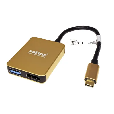 Obrázek produktu pro ROLINE 12.02.1120 Dokovací stanice a replikátor portů pro notebooky s kabelovým připojením USB 3.2 Gen 1 (3.1 Gen 1) Type-C Gold (12.02.1120)