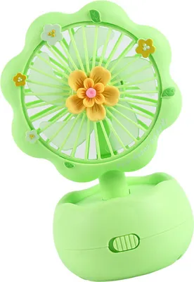 Obrázek produktu pro Ruční mini ventilátor Děti Malý přenosný USB dobíjecí stolní tichý chladicí ventilátor Zelený květinový tvar
