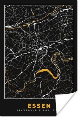 Produktbild von MuchoWow® Poster Essen - Gold - Stadtplan - Karte - Deutschland 80x120 cm - Papierdruck