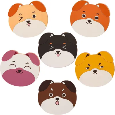 Produktbild von Silikon-Untersetzer - Hundeform - Tischplattenschutz für Getränke - 6 Stück, Ø 10,5 cm
