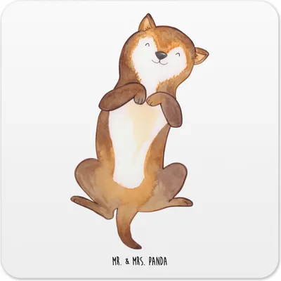 Produktbild von Mr. & Mrs. Panda Untersetzer für Gläser Hund Streicheln 10er Set - Weiß - Geschenk, Sprüche, Glas-Untersetzer, Niedlich, Hunde, Coaster, Tassenuntersetzer, Süß, Tassen