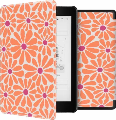 Produktbild von imoshion Design Slim Hard Case Klapphülle Kobo Aura One - Orange Flowers Connect