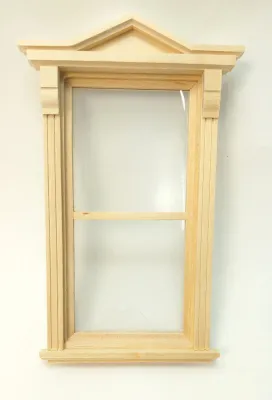 Produktbild von Fenster viktorianisch aus Holz für Krippe oder Puppenhaus, naturbelassen