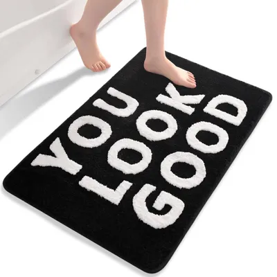 Productafbeelding van Antislip badmat, wasbaar, microvezel, 55 x 81 cm, zwart