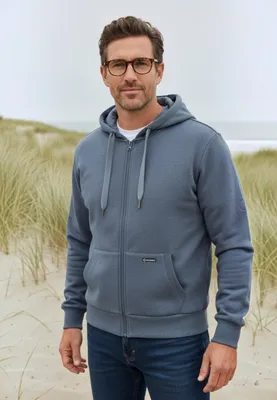 Produktbild von Salzhaut Herren Sweatjacke Breker mit Kapuze - Hoodie-Jacke mit bequemen Schnitt in Jeansblau Größe S