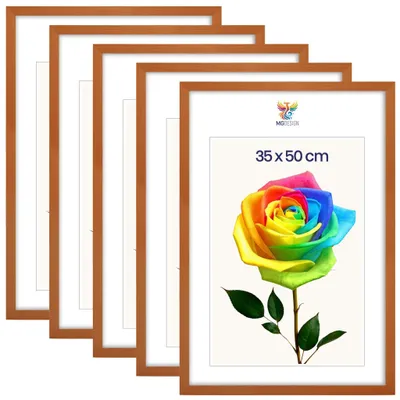 Produktbild von MG Design 5er Set Bilderrahmen Lackiert 35x50 cm - Posterrahmen Echtholz mit Acrylglas, stabile Wandaufhängung, hoch/quer