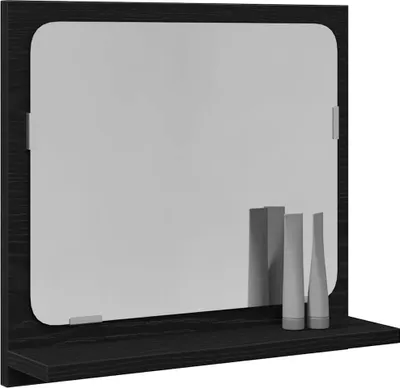 Produktbild von vidaXL Badspiegel Schwarz Eichen-Optik 40x10,5x37 cm Holzwerkstoff