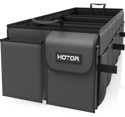 Image de Organisateur de coffre pliable, 3 compartiments XXL, 90x36x27 cm, noir, en tissu Oxford
