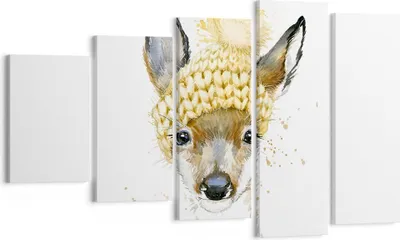 Produktbild von Bild auf Leinwand - Leinwandbild - Tier Hut Hirsch modern - 100x60cm - Wand Bild - Wanddeko - Leinwanddruck - Bilder - Kunstdruck - Wanddekoration - Leinwand bilder - Wandkunst - EG100x60-2861