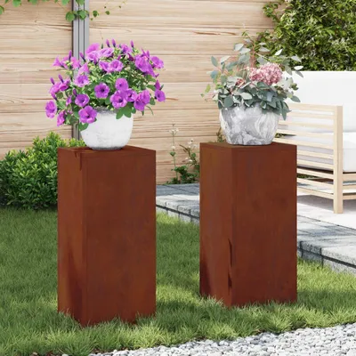 Immagine prodotto di vidaXL Sostenitore per piante 2 pezzi Ruggine 24 x 24 x 55 cm Acciaio resistente alle intemperie